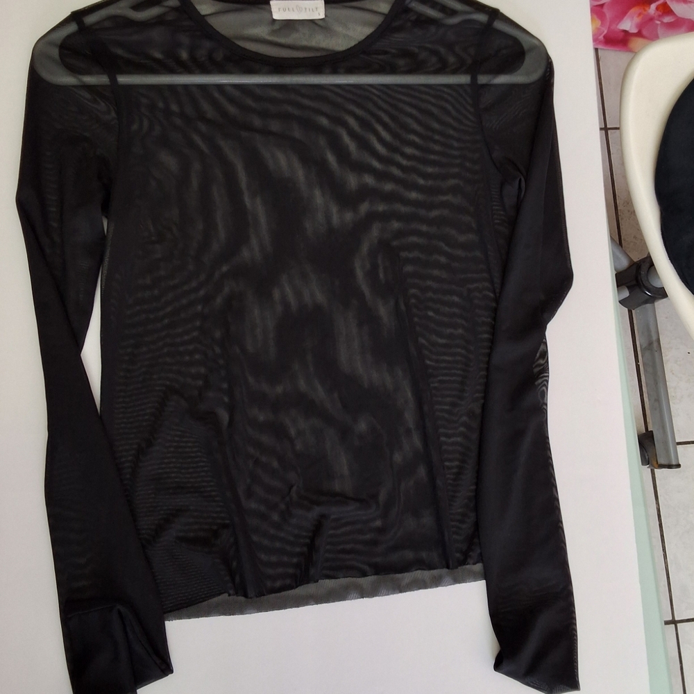 Forever 21 Black Fitted Sheer Blouse